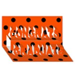 Polka Dots - Black on Tangelo Orange Congrats Graduate 3D Greeting Card (8x4)
