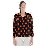 Polka Dots - Tangelo Orange on Black Wind Breaker (Women)