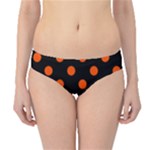 Polka Dots - Tangelo Orange on Black Hipster Bikini Bottoms