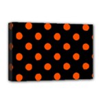 Polka Dots - Tangelo Orange on Black Deluxe Canvas 18  x 12  (Stretched)