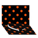 Polka Dots - Tangelo Orange on Black Heart Bottom 3D Greeting Card (7x5)