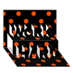Polka Dots - Tangelo Orange on Black WORK HARD 3D Greeting Card (7x5)