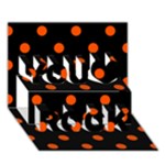 Polka Dots - Tangelo Orange on Black You Rock 3D Greeting Card (7x5)