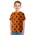 Polka Dots - Black on Burnt Orange Kid s Sport Mesh Tee