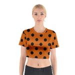 Polka Dots - Black on Burnt Orange Cotton Crop Top