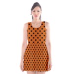 Polka Dots - Black on Burnt Orange Scoop Neck Skater Dress