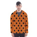 Polka Dots - Black on Burnt Orange Hooded Wind Breaker (Men)