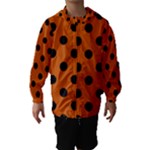Polka Dots - Black on Burnt Orange Hooded Wind Breaker (Kids)