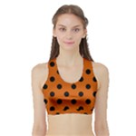 Polka Dots - Black on Burnt Orange Women s Sports Bra with Border