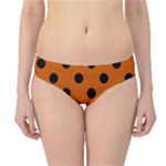Polka Dots - Black on Burnt Orange Hipster Bikini Bottoms