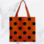 Polka Dots - Black on Burnt Orange Zipper Grocery Tote Bag
