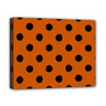 Polka Dots - Black on Burnt Orange Canvas 10  x 8  (Stretched)