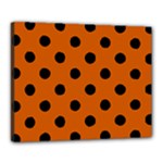 Polka Dots - Black on Burnt Orange Canvas 20  x 16  (Stretched)