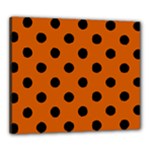 Polka Dots - Black on Burnt Orange Canvas 24  x 20  (Stretched)