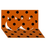 Polka Dots - Black on Burnt Orange Twin Hearts 3D Greeting Card (8x4)