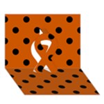 Polka Dots - Black on Burnt Orange Ribbon 3D Greeting Card (7x5)