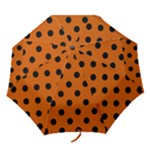 Polka Dots - Black on Burnt Orange Folding Umbrella