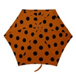 Polka Dots - Black on Burnt Orange Mini Umbrella