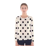 Polka Dots - Black on Cornsilk Yellow Women s Long Sleeve T-shirt