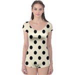 Polka Dots - Black on Cornsilk Yellow Boyleg Leotard (Ladies)