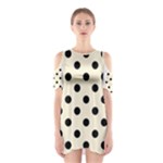 Polka Dots - Black on Cornsilk Yellow Women s Cutout Shoulder Dress