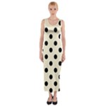 Polka Dots - Black on Cornsilk Yellow Fitted Maxi Dress