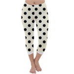 Polka Dots - Black on Cornsilk Yellow Capri Winter Leggings
