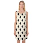 Polka Dots - Black on Cornsilk Yellow Sleeveless Satin Nightdress