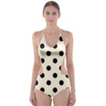 Polka Dots - Black on Cornsilk Yellow Cut-Out One Piece Swimsuit