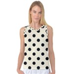 Polka Dots - Black on Cornsilk Yellow Women s Basketball Tank Top