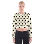 Polka Dots - Black on Cornsilk Yellow Women s Cropped Sweatshirt