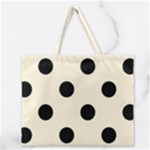 Polka Dots - Black on Cornsilk Yellow Zipper Large Tote Bag