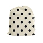 Polka Dots - Black on Cornsilk Yellow Drawstring Pouch (XL)