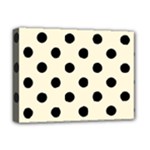 Polka Dots - Black on Cornsilk Yellow Deluxe Canvas 16  x 12  (Stretched)