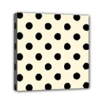 Polka Dots - Black on Cornsilk Yellow Mini Canvas 6  x 6  (Stretched)