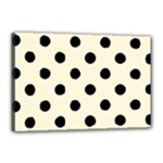 Polka Dots - Black on Cornsilk Yellow Canvas 18  x 12  (Stretched)