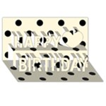 Polka Dots - Black on Cornsilk Yellow Happy Birthday 3D Greeting Card (8x4)