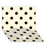 Polka Dots - Black on Cornsilk Yellow Heart Bottom 3D Greeting Card (7x5)