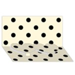 Polka Dots - Black on Cornsilk Yellow Twin Heart Bottom 3D Greeting Card (8x4)