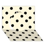 Polka Dots - Black on Cornsilk Yellow Circle 3D Greeting Card (7x5)