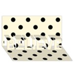 Polka Dots - Black on Cornsilk Yellow BELIEVE 3D Greeting Card (8x4)