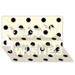 Polka Dots - Black on Cornsilk Yellow Best Wish 3D Greeting Card (8x4)