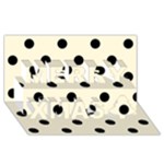 Polka Dots - Black on Cornsilk Yellow Merry Xmas 3D Greeting Card (8x4)
