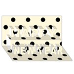 Polka Dots - Black on Cornsilk Yellow Happy New Year 3D Greeting Card (8x4)