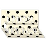 Polka Dots - Black on Cornsilk Yellow Laugh Live Love 3D Greeting Card (8x4)