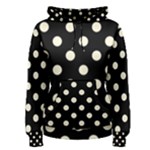 Polka Dots - Cornsilk Yellow on Black Women s Pullover Hoodie