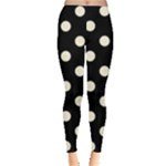 Polka Dots - Cornsilk Yellow on Black Women s Leggings