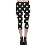 Polka Dots - Cornsilk Yellow on Black Capri Leggings