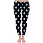 Polka Dots - Cornsilk Yellow on Black Winter Leggings