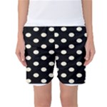 Polka Dots - Cornsilk Yellow on Black Women s Basketball Shorts